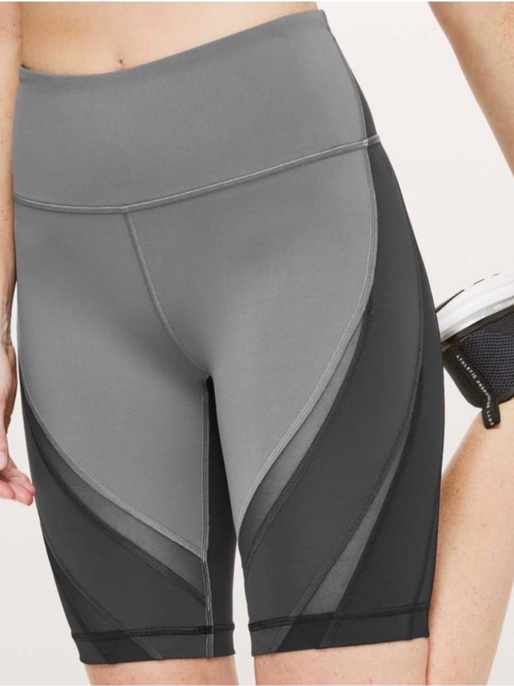 lululemon athletica Two-Tone Gray & Black High-Rise Bike Shorts